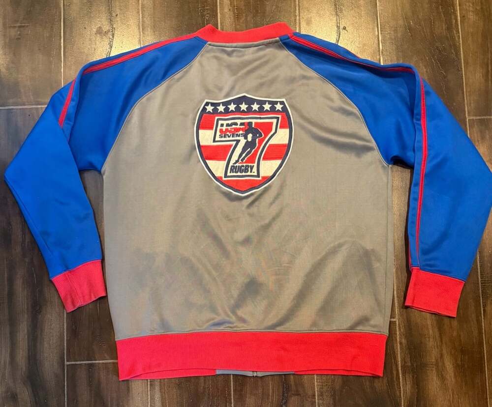 USA Sevens Rugby Track Jacket Size XL Gray Blue Red Full Zip